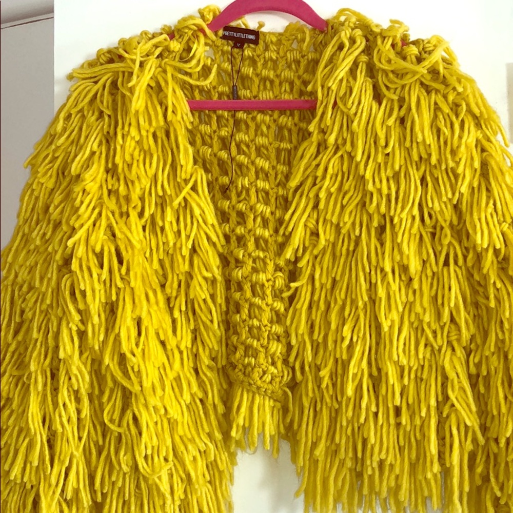ASOS/ PrettyLittleThings Yellow Shaggy Cardigan